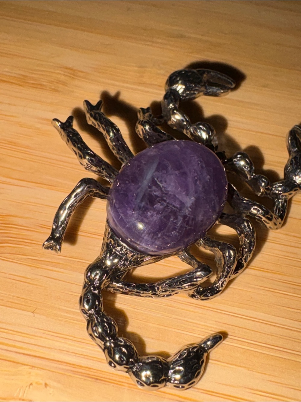 Amethyst Scorpio Scorpion Brooch Silver Metal Zodiac